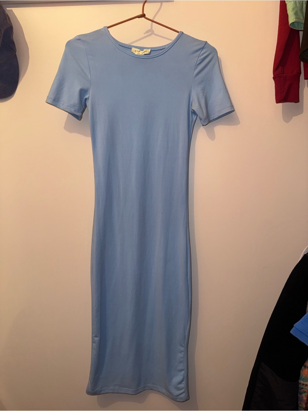 Everyday Short-Sleeve Light Blue Midi Dress